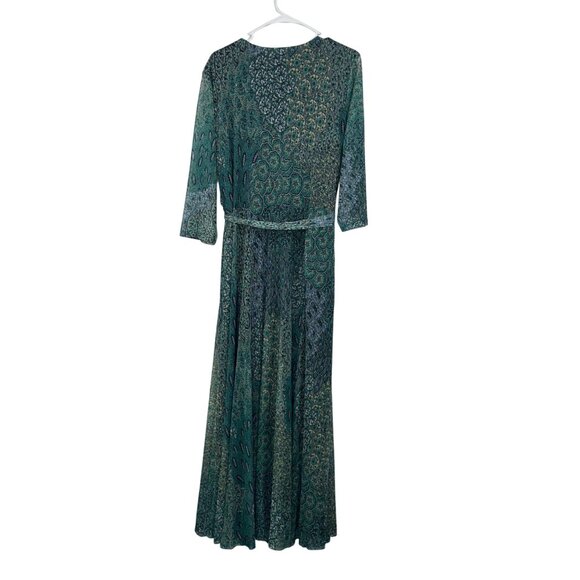 Kate & Lily Womens Green Multicolor Wrap Maxi Dress Size 20W Mesh Stretchy Lined - Picture 2 of 16